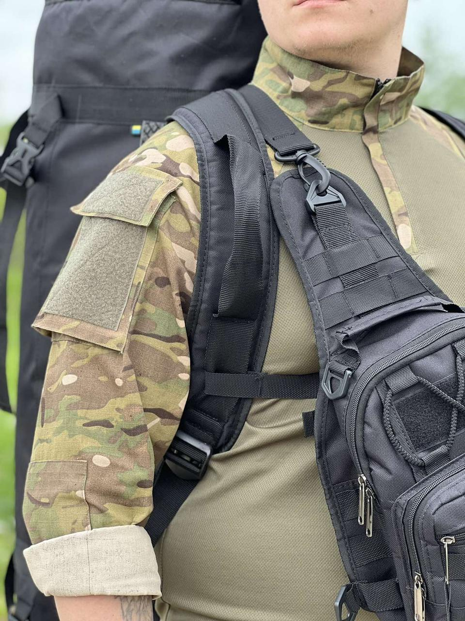 Сумка через плече — Чорна з MOLLE-системою